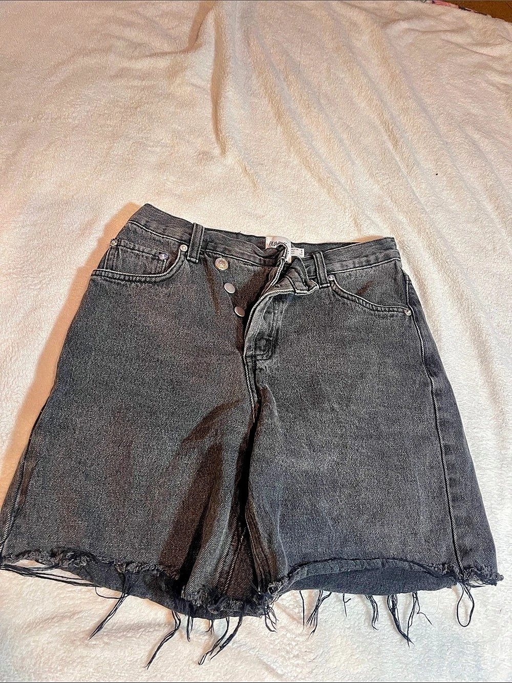 Princess Polly Xena Denim Shorts Distressed Jean Shorts in Gray Size 2